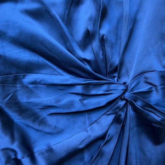 Abercrombie & Fitch One-Shoulder Satin Knotted Midi Dress Royal Blue Medium New - Picture 13 of 16